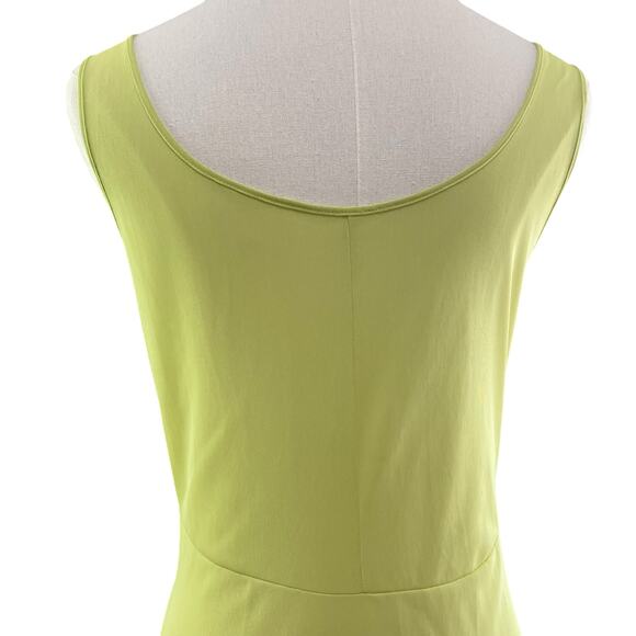 Vintage 60s Lime Green & Brown Nylon Wide Strap Full Slip Dress Women's Size M - Picture 8 of 10